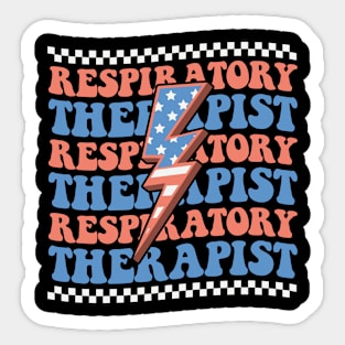 Groovy Usa Thunder Respiratory Therapist 4th of July Sticker